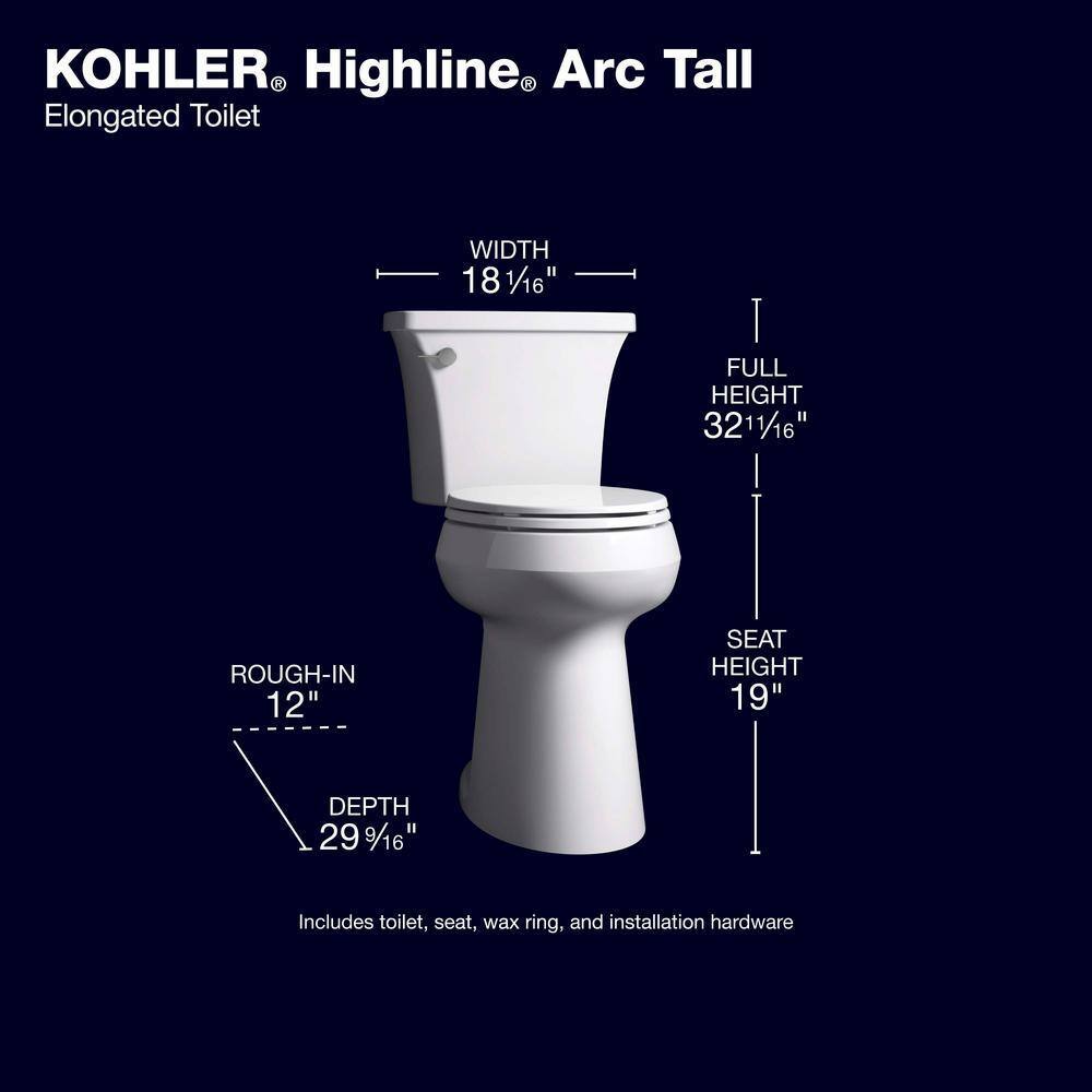 2026 Highline Arc Extra Tall Elongated Toilet 1.28 GPF White with Seat