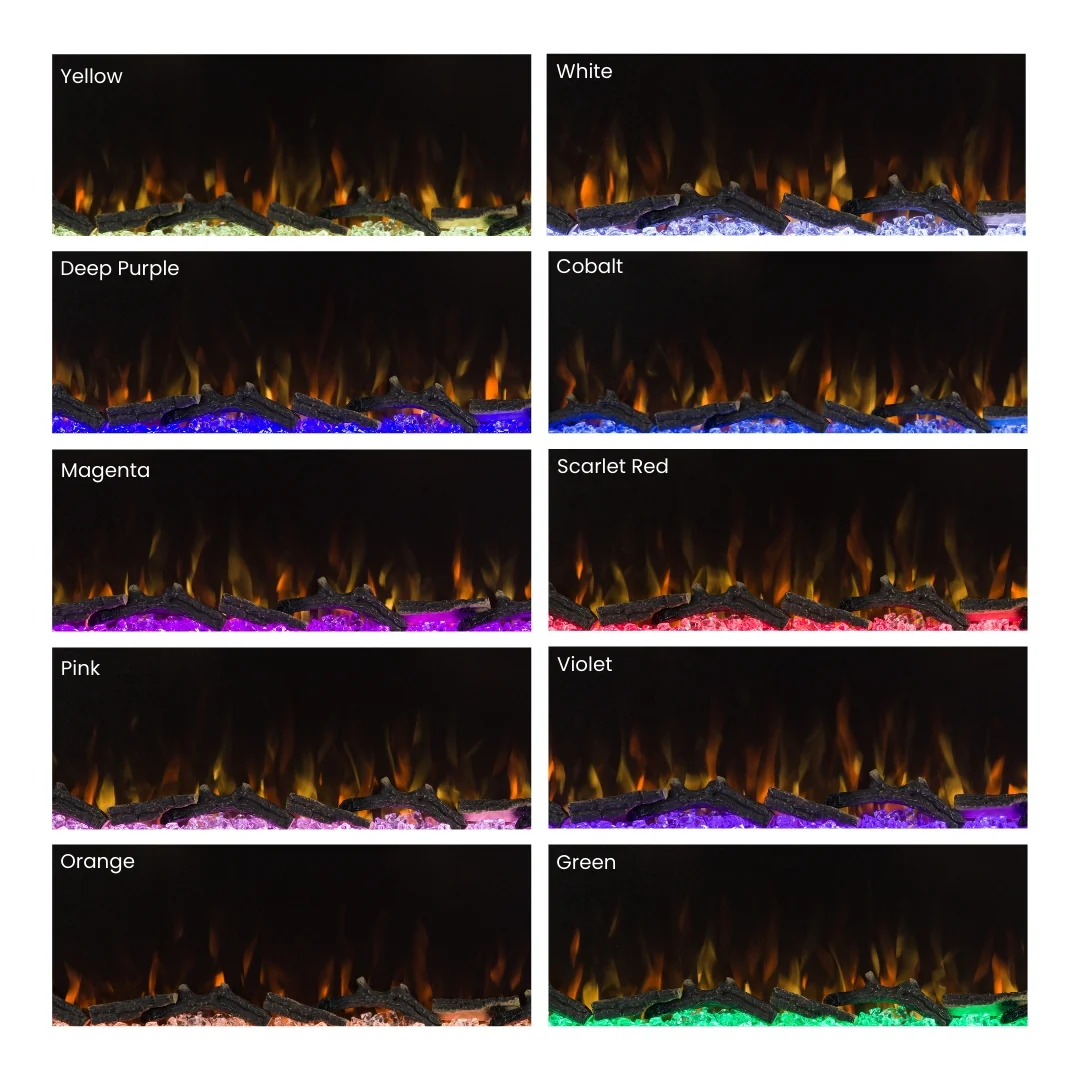 Modern Ember 50 in. Aerus LED Smart Electric Fireplace in Black with App Remote Control, Timer, and Multi-Color Flames