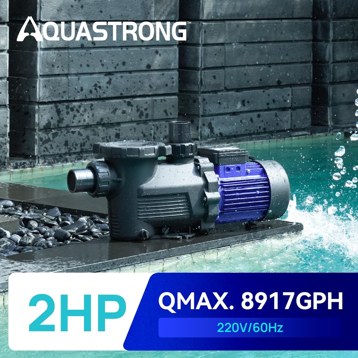In/Above Ground Pool Pump, 2HP Single Speed, 8917 GPH