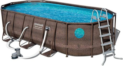 Power Steel 18′ x 9 ‘x 48’ above ground swimming pool Set with metal frame home swimming pool sand filter pump, skimmer and vacuum