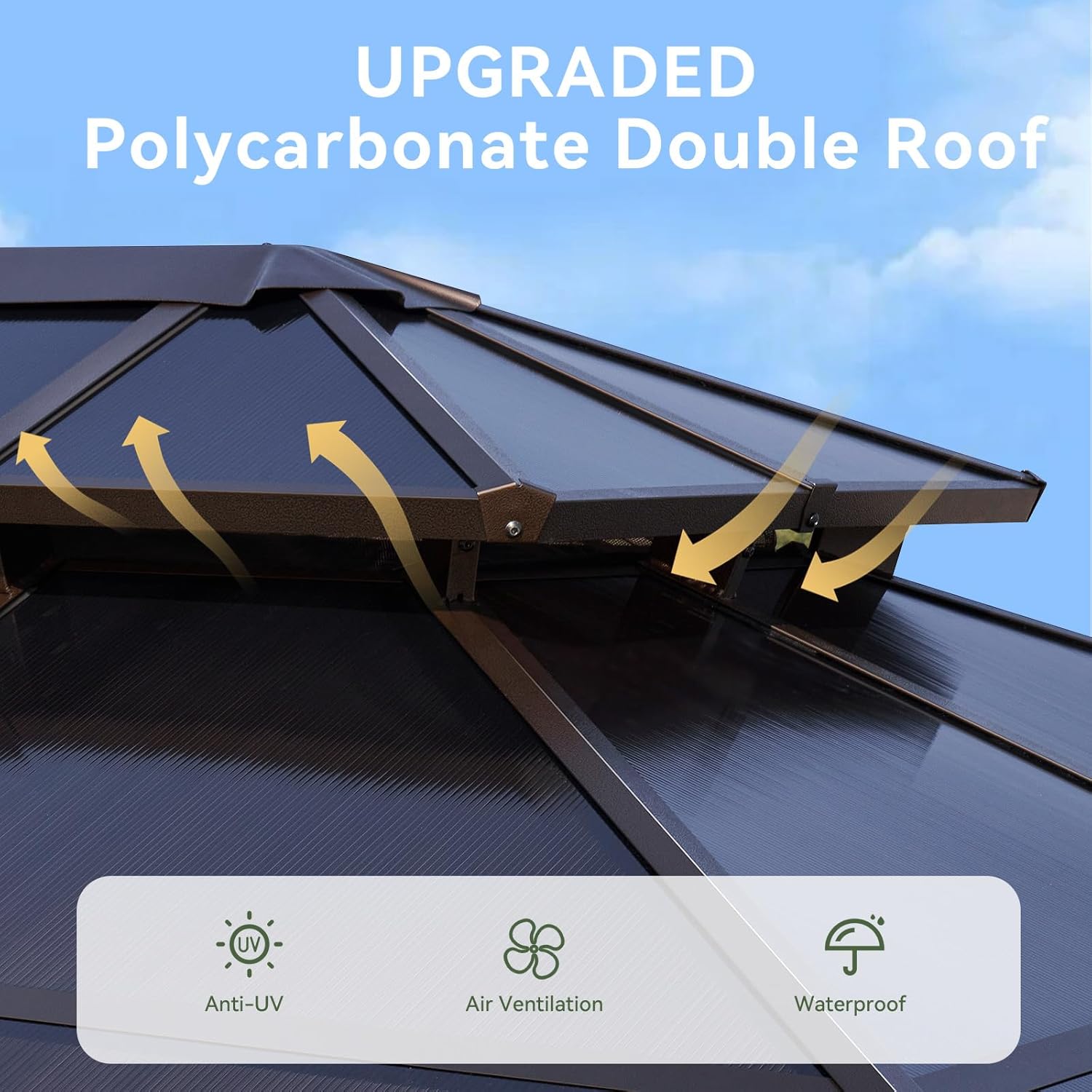 12’X10′ Hardtop Gazebo with Curtains and Netting