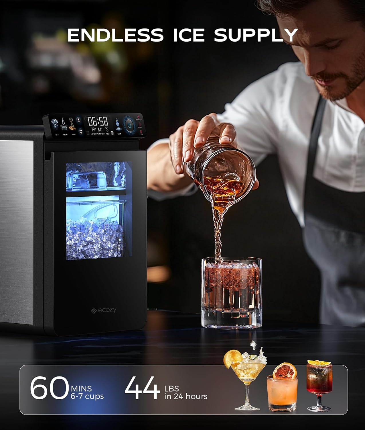 Nugget Ice Maker – Smart Countertop Machine, 44 Lbs/24H