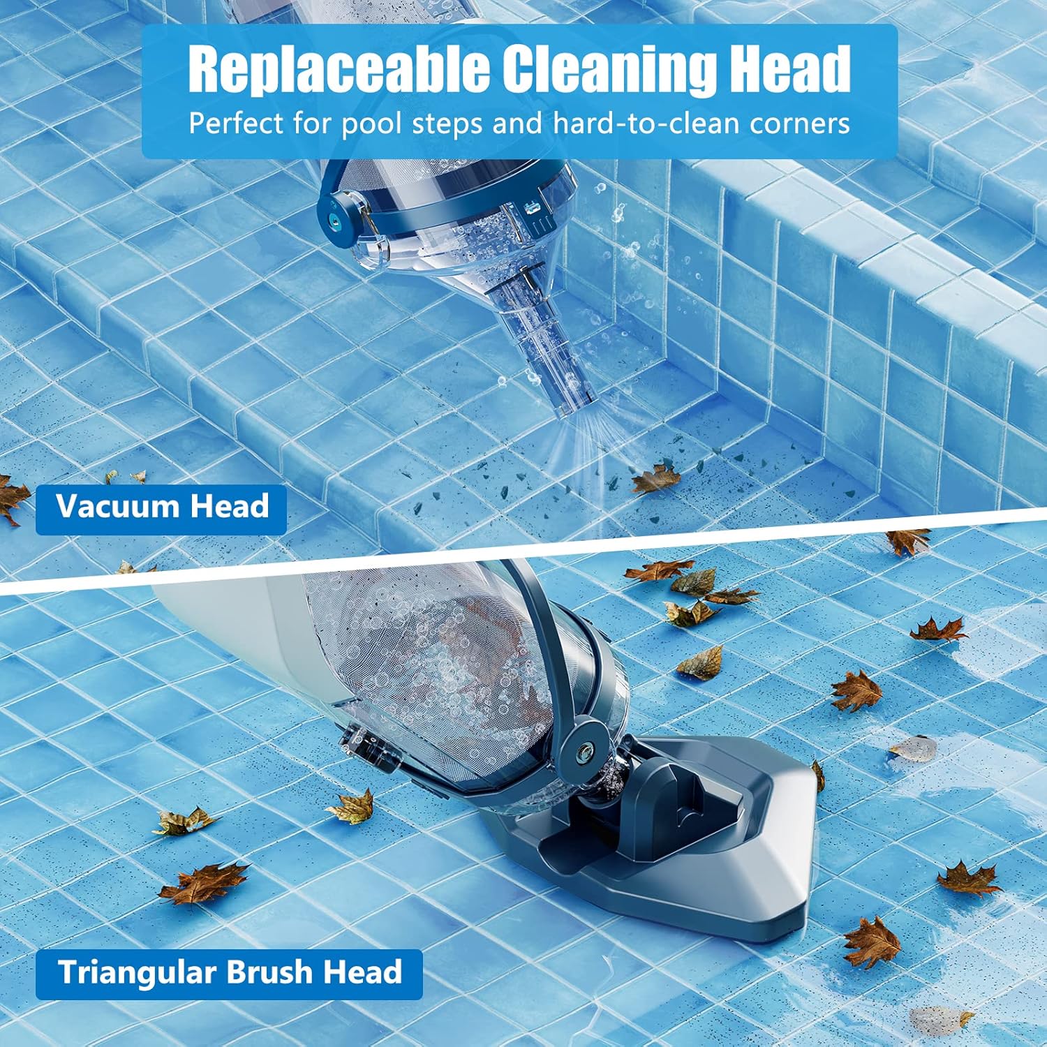 2026 Pool Vacuum for Above Ground Pool with a Telescopic Pole, Running time up to 1H, T403 Handheld Rechargeable Pool Cleaner with Powerful Suction up to 18.5 gallons/min, Ideal for Leaves, Debris