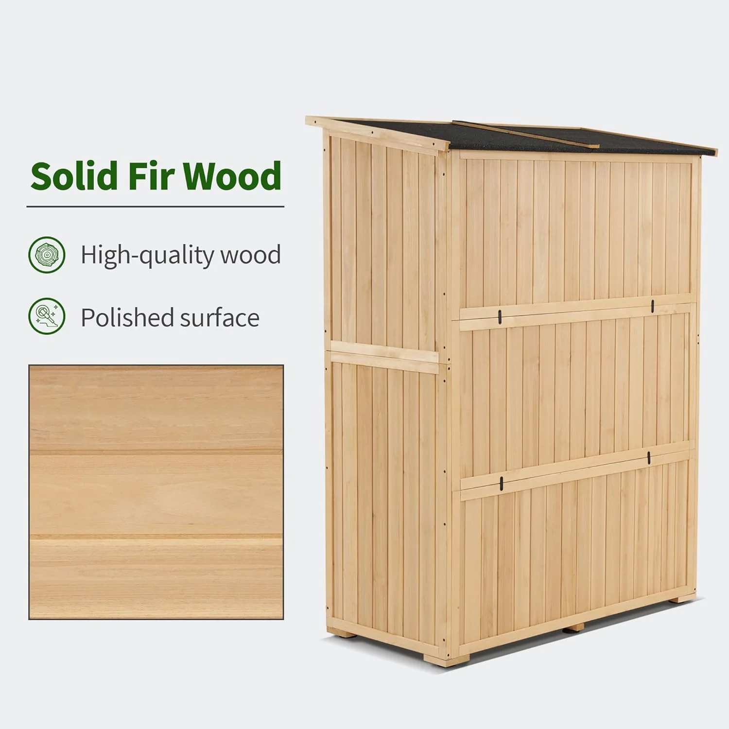 MCombo Wood Sheds & Outdoor Storage, Garden Tool Shed with Lock, Wooden Outdoor Storage Cabinet with Double Doors for Patio 1933 (Large)