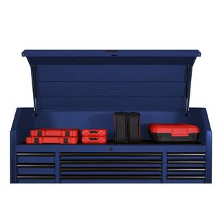 Husky 56 in. W x 22 in. D Heavy Duty 23-Drawer Combination Rolling Tool Chest and Top Tool Cabinet Set in Matte Blue