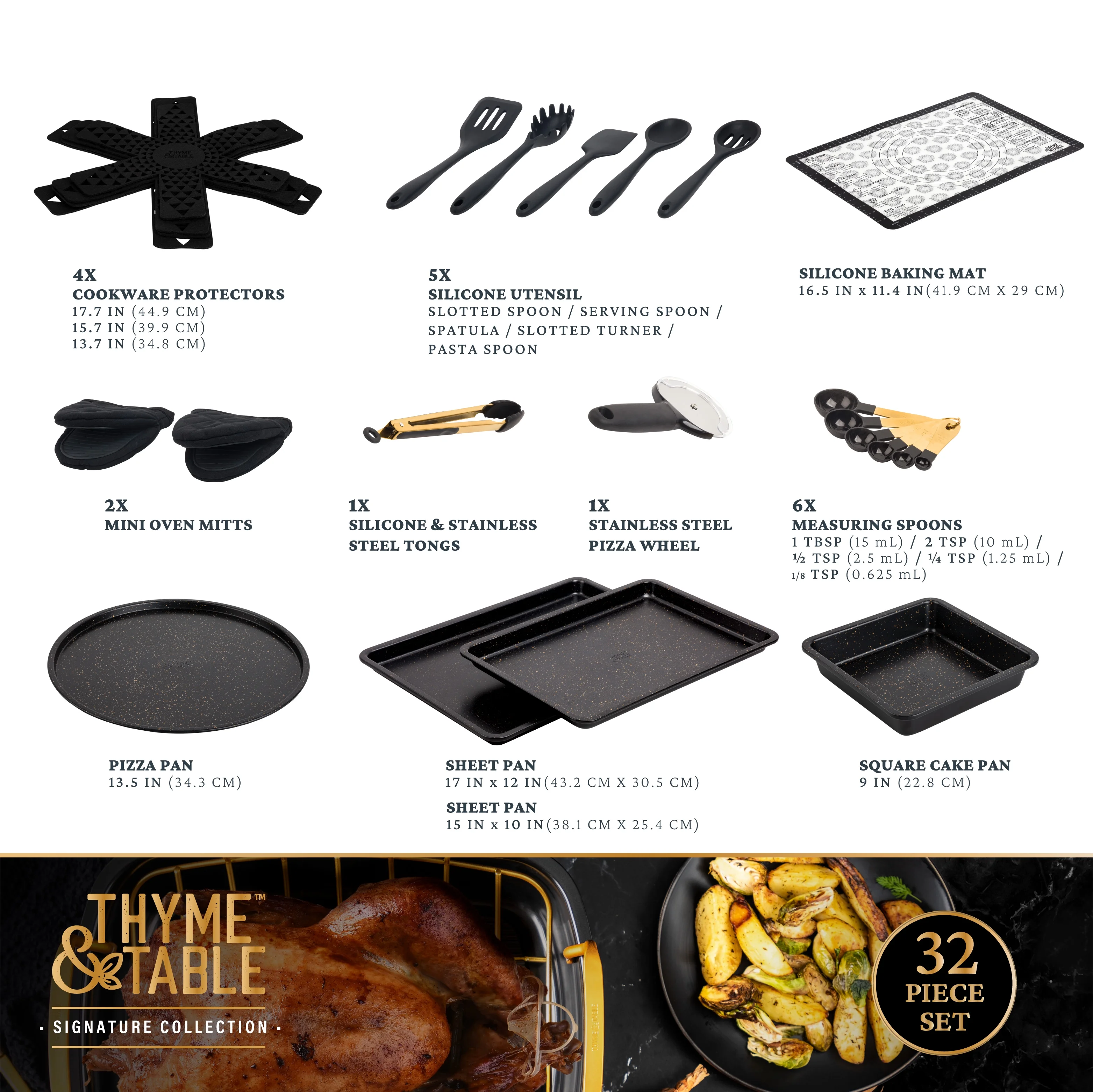 2026 Thyme & Table 32-Piece Cookware & Bakeware Non-Stick Set, Black