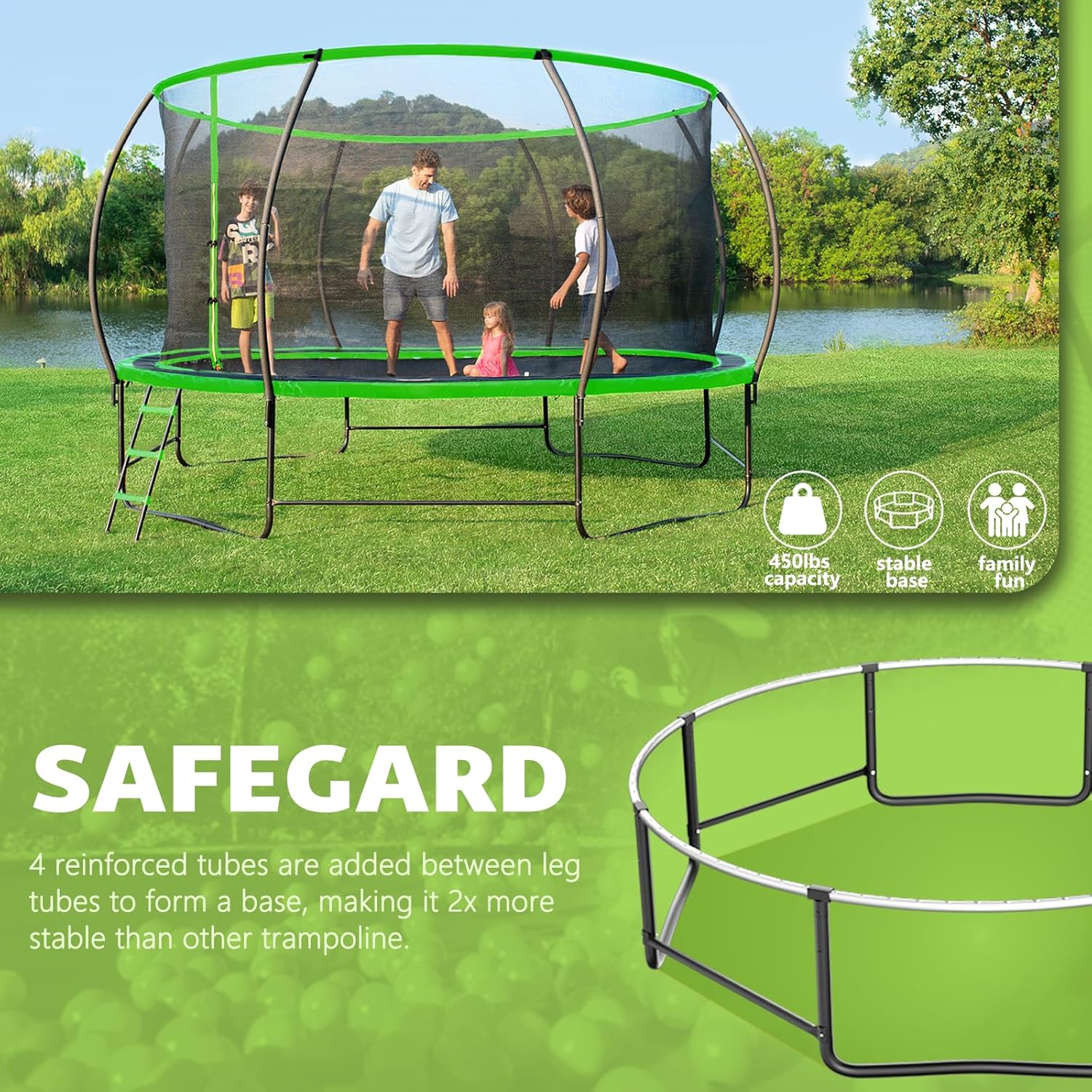 14Ft Trampoline with Safety Enclosure & Ladder