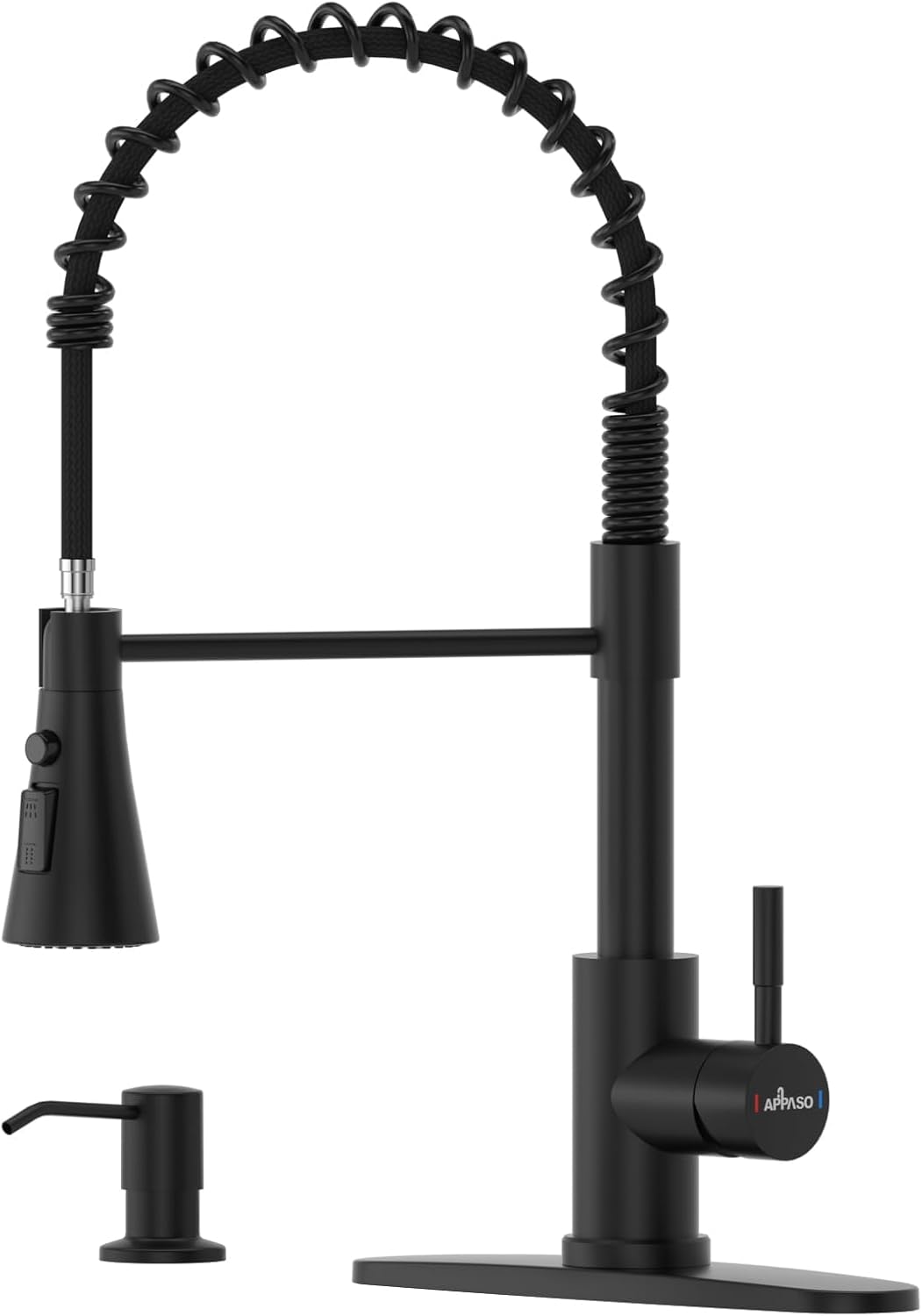 Black Touchless Kitchen Faucet with Soap Dispenser, Motion Sensor Activated Hands-Free Automatic Faucet for Sink with Pull Down Sprayer, Single Handle Smart Faucets for Kitchen Sink