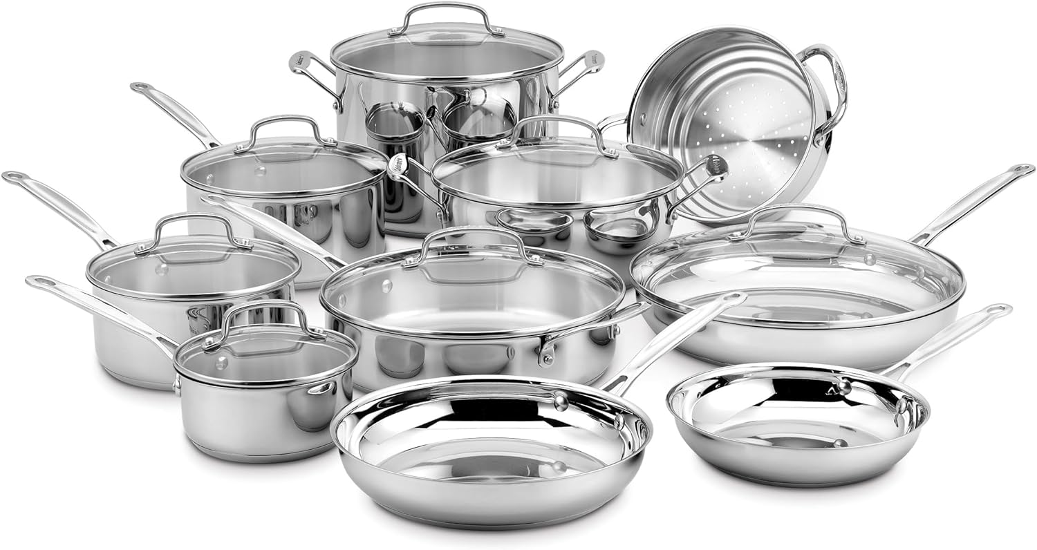 17-Piece Chef’s Classic Stainless Steel Cookware Set