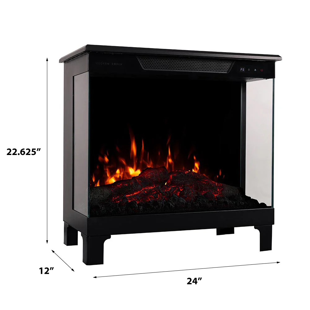 2026 Modern Ember Smart 3-Sided Black Electric Fireplace Stove Heater