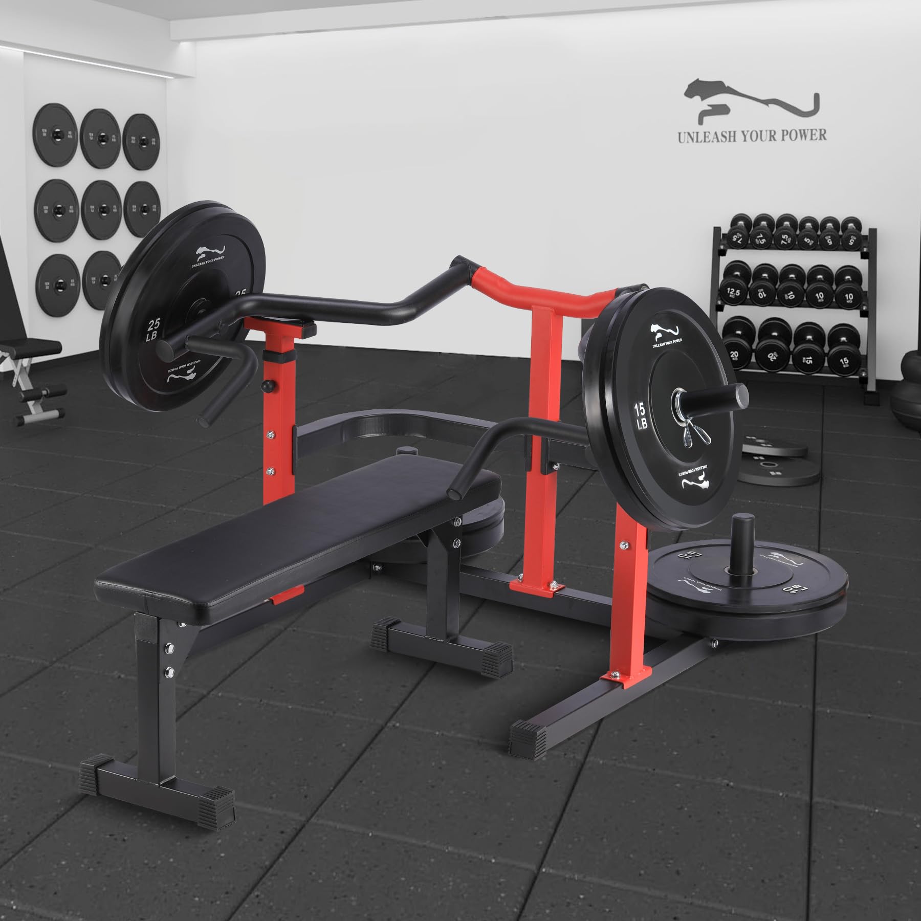 2026 Chest Press Machine, 1050LBS Capacity, Independent Converging Arms, Weight Bench Press with Adjustable Flat Bench for Upper Body Workouts, Red