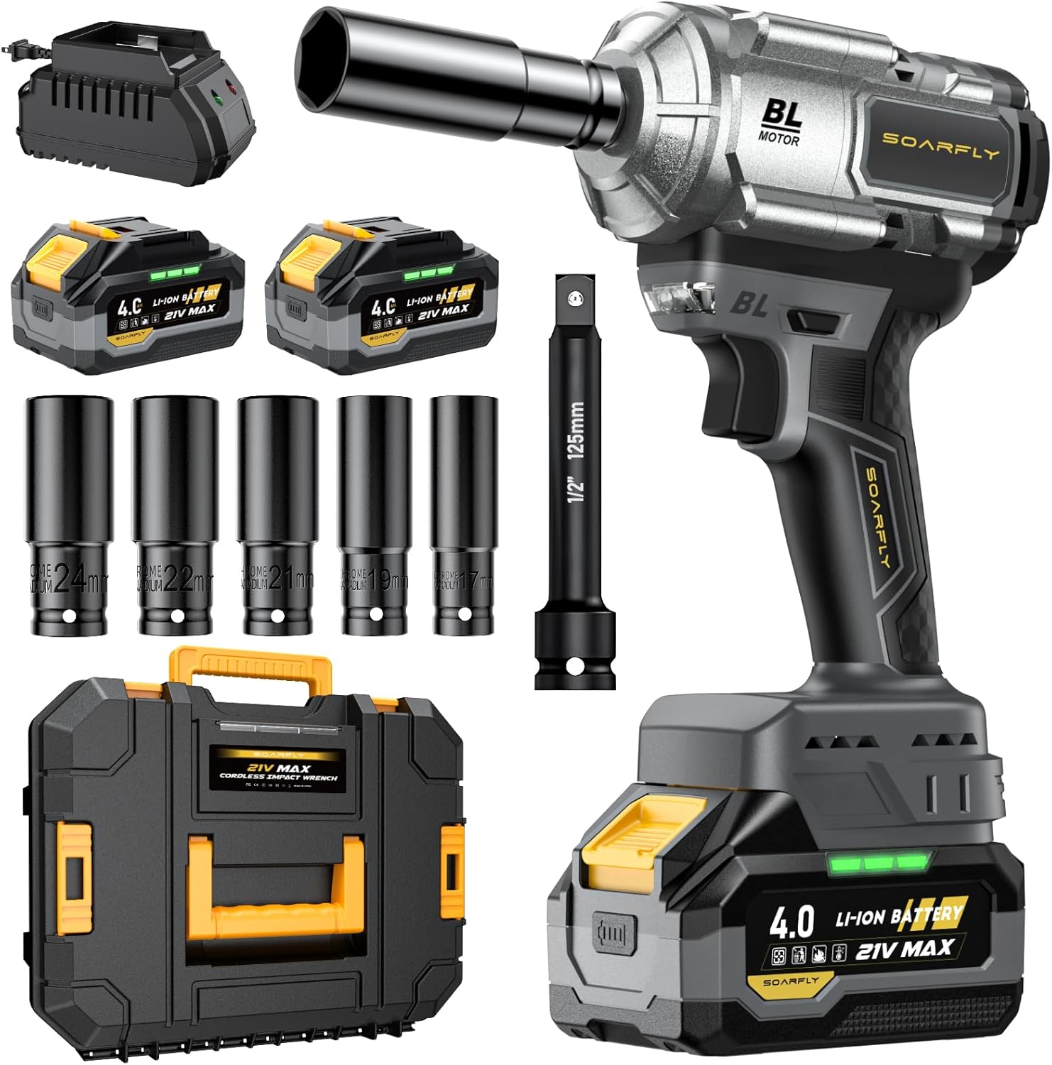 2026 Cordless Impact Wrench, 1200Nm(900ft-lbs) High Torque 1/2