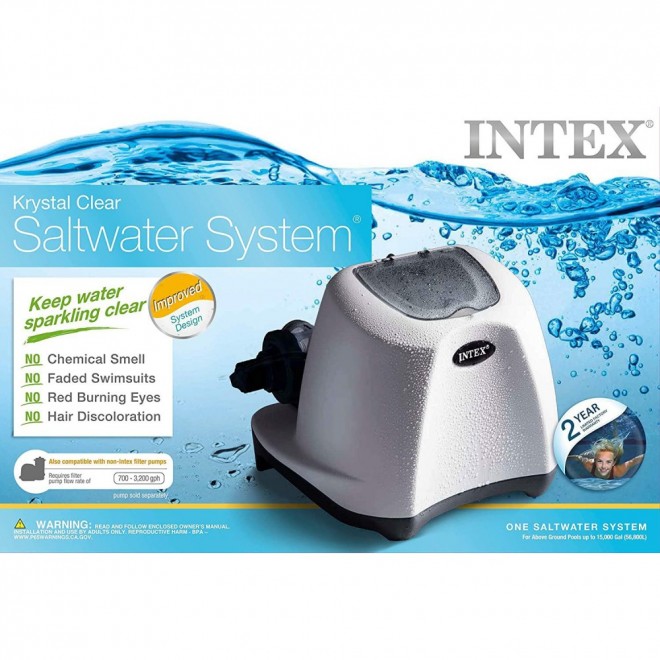 2026 INTEX KRYSTAL CLEAR SALTWATER SYSTEM WITH E.C.O. (ELECTROCATALYTIC OXIDATION) FOR UP TO 15000-GALLON ABOVE GROUND POOLS, 110-120V WITH GFCI