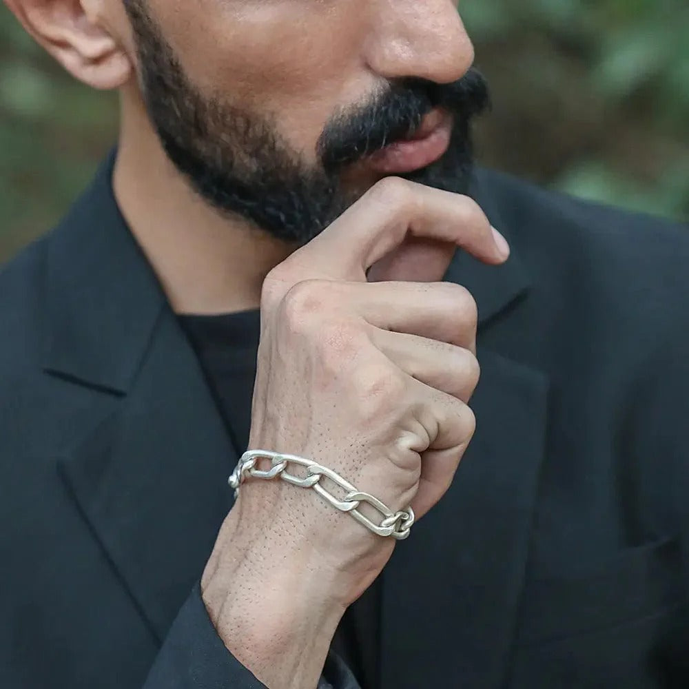 Men’s Silver 92.5 Bracelet With Wide Cuban Links