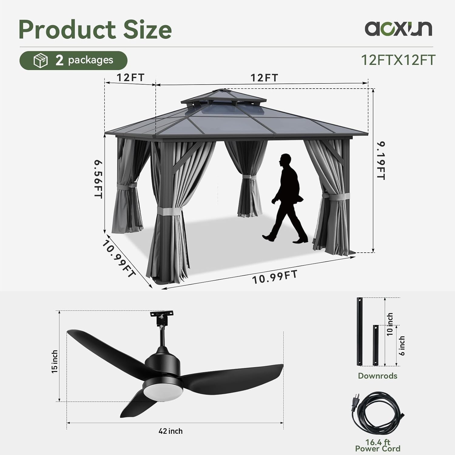 12’X10′ Hardtop Gazebo with Curtains and Netting