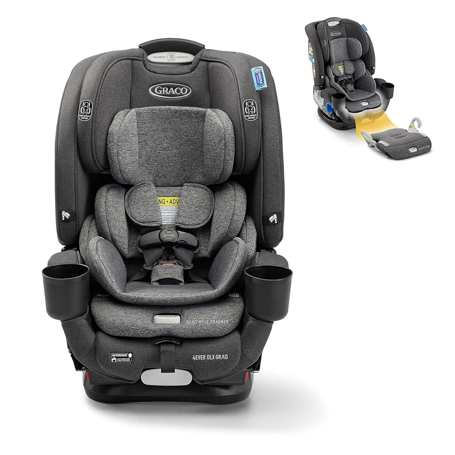 4Ever Dlx 4-In-1 Car Seat – Grey, Infant to Toddler