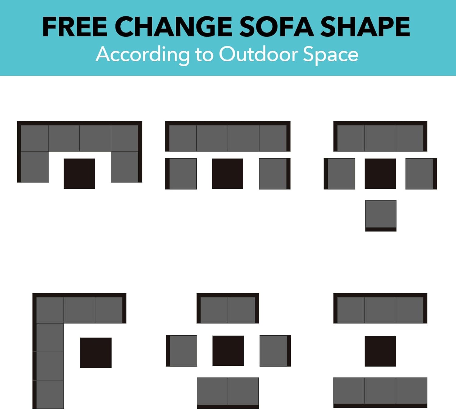 7 Pieces Rattan Patio Furniture Set with Tea Table