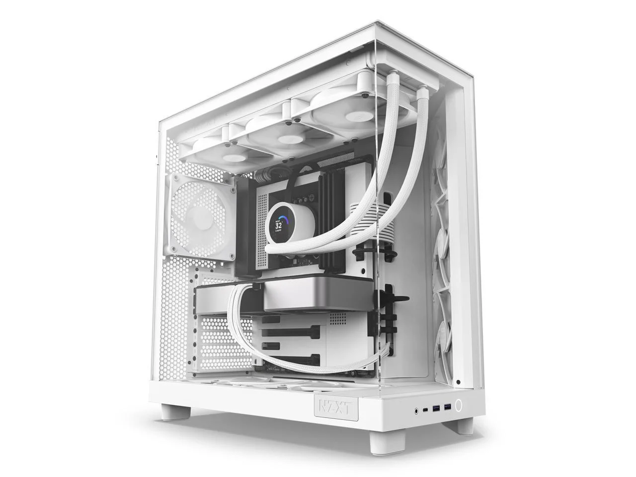 2026 NZXT H6 FLOW Compact Dual-Chamber Mid-Tower Airflow Case, White, CC-H61FW-01