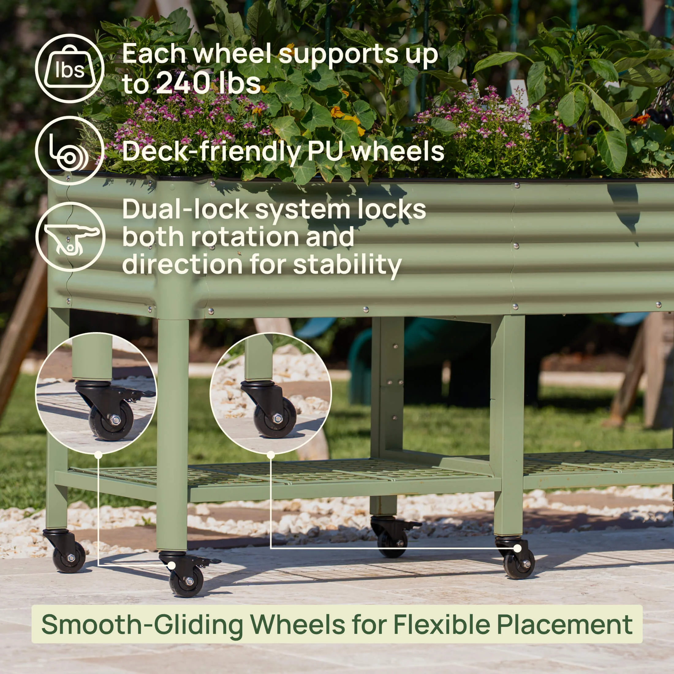 Elevated Garden Bed - V Series 2' x 8' Wheels Included