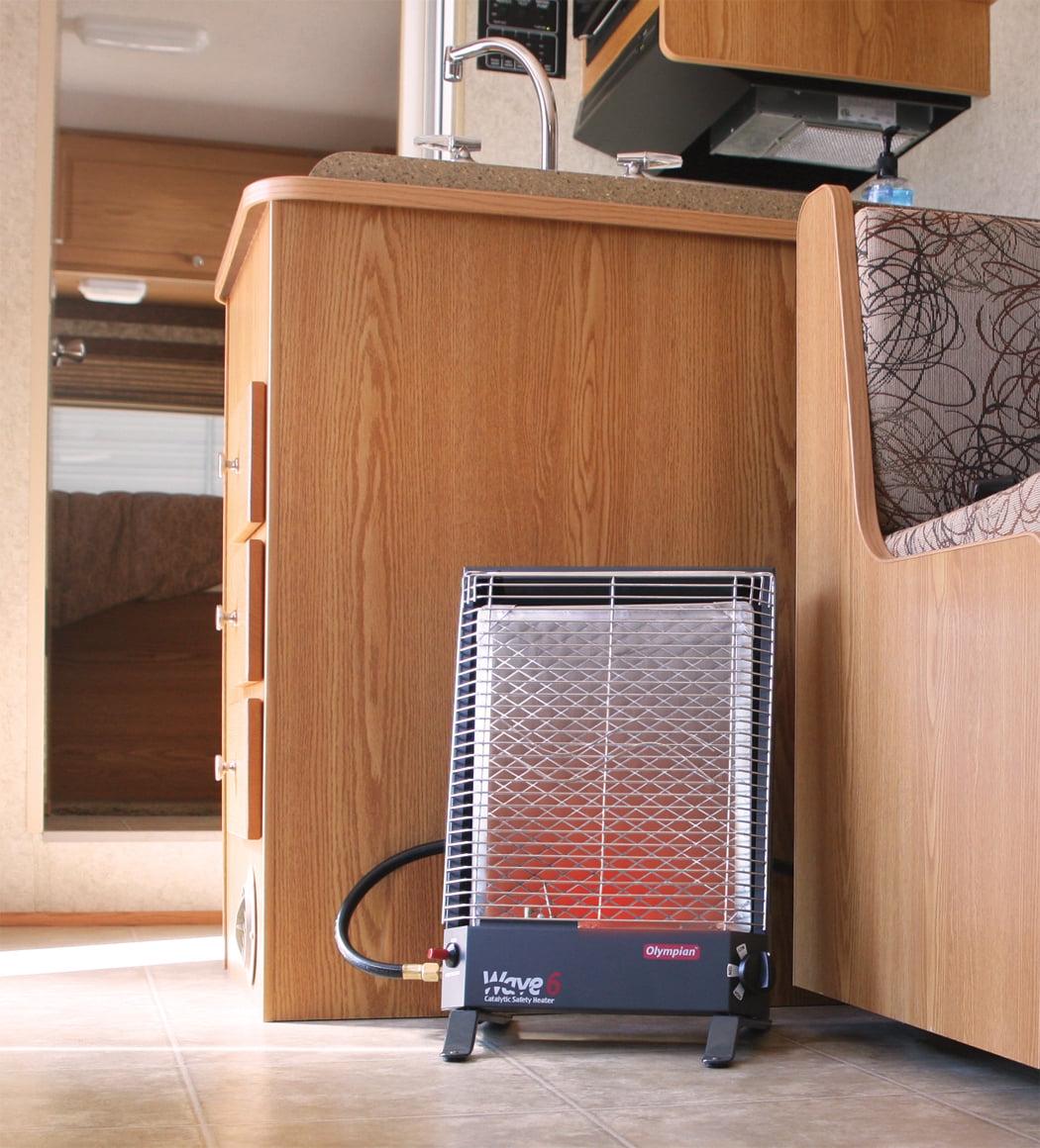 Camco Olympian Wave 6 Catalytic Safety Heater | Adjustable from 3200 to 6000 BTUs | Black (57341)