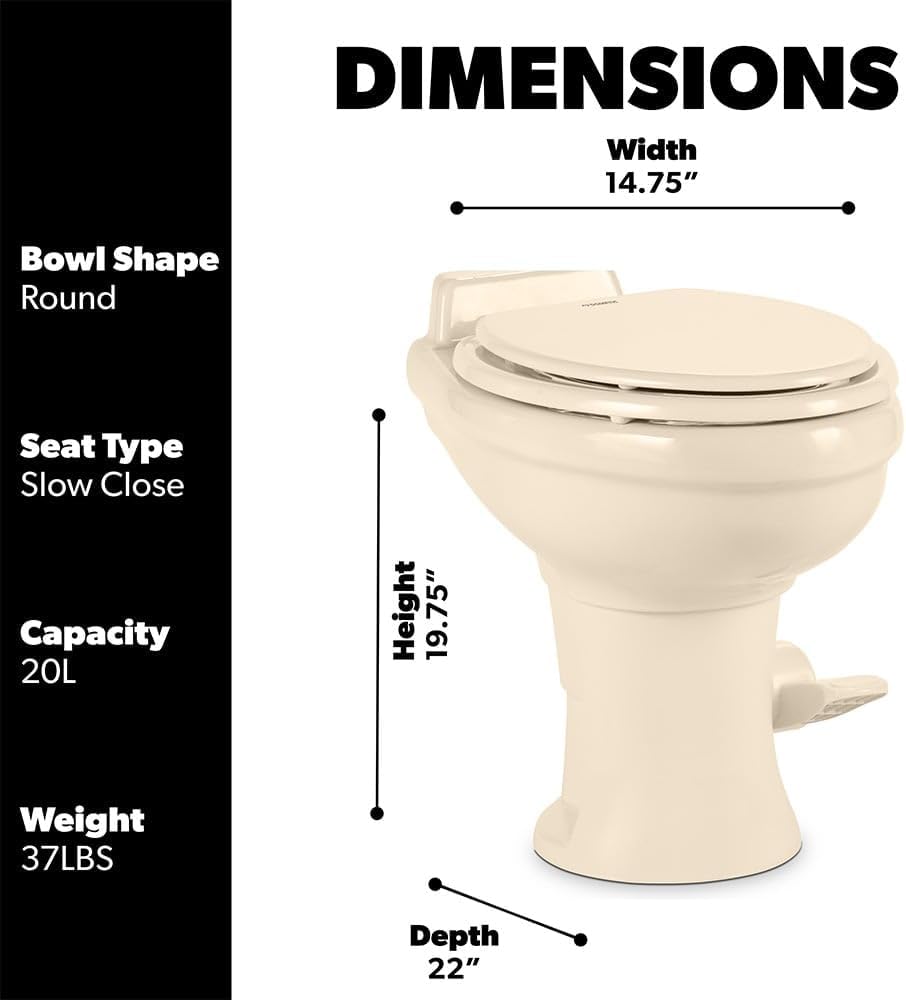 320 Series Standard Height RV Toilet – White