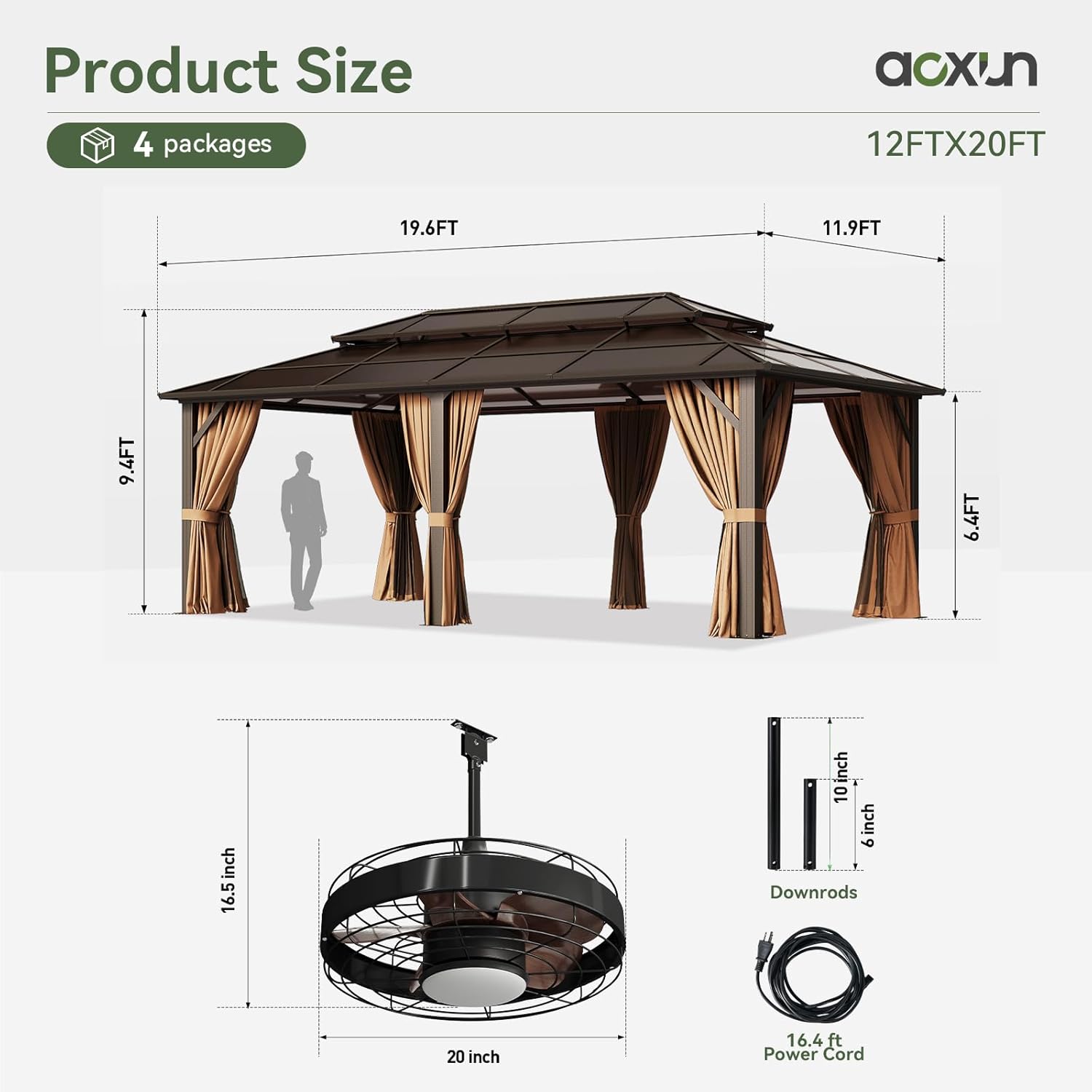 12’X10′ Hardtop Gazebo with Curtains and Netting