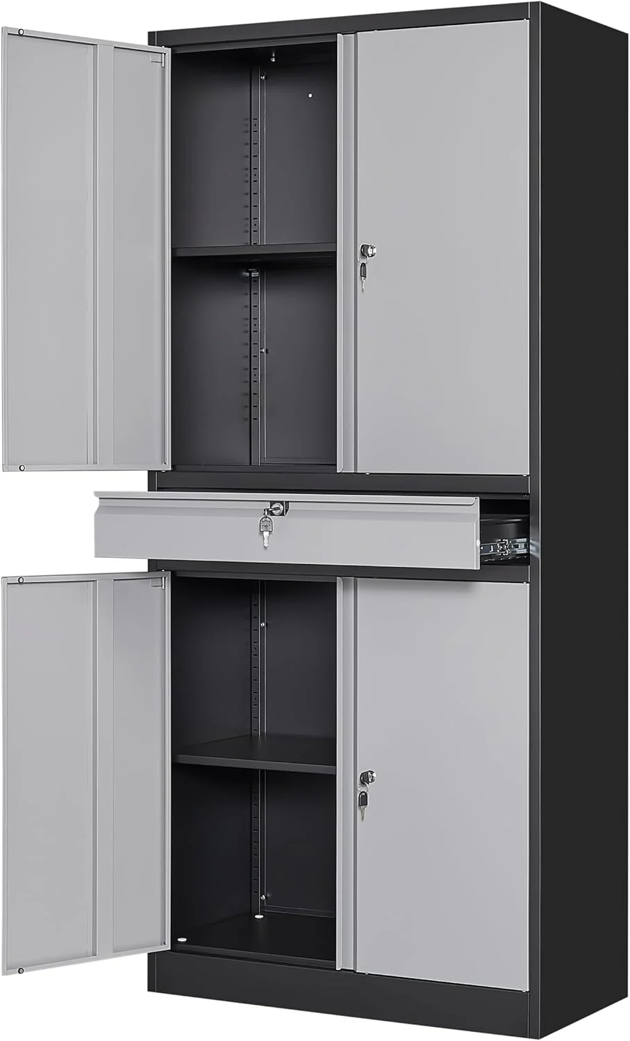 Yizosh Metal Garage Storage Cabinet with Locking Doors and Adjustable Shelves, Tool Storage Cabinet with 1 Drawer - 71