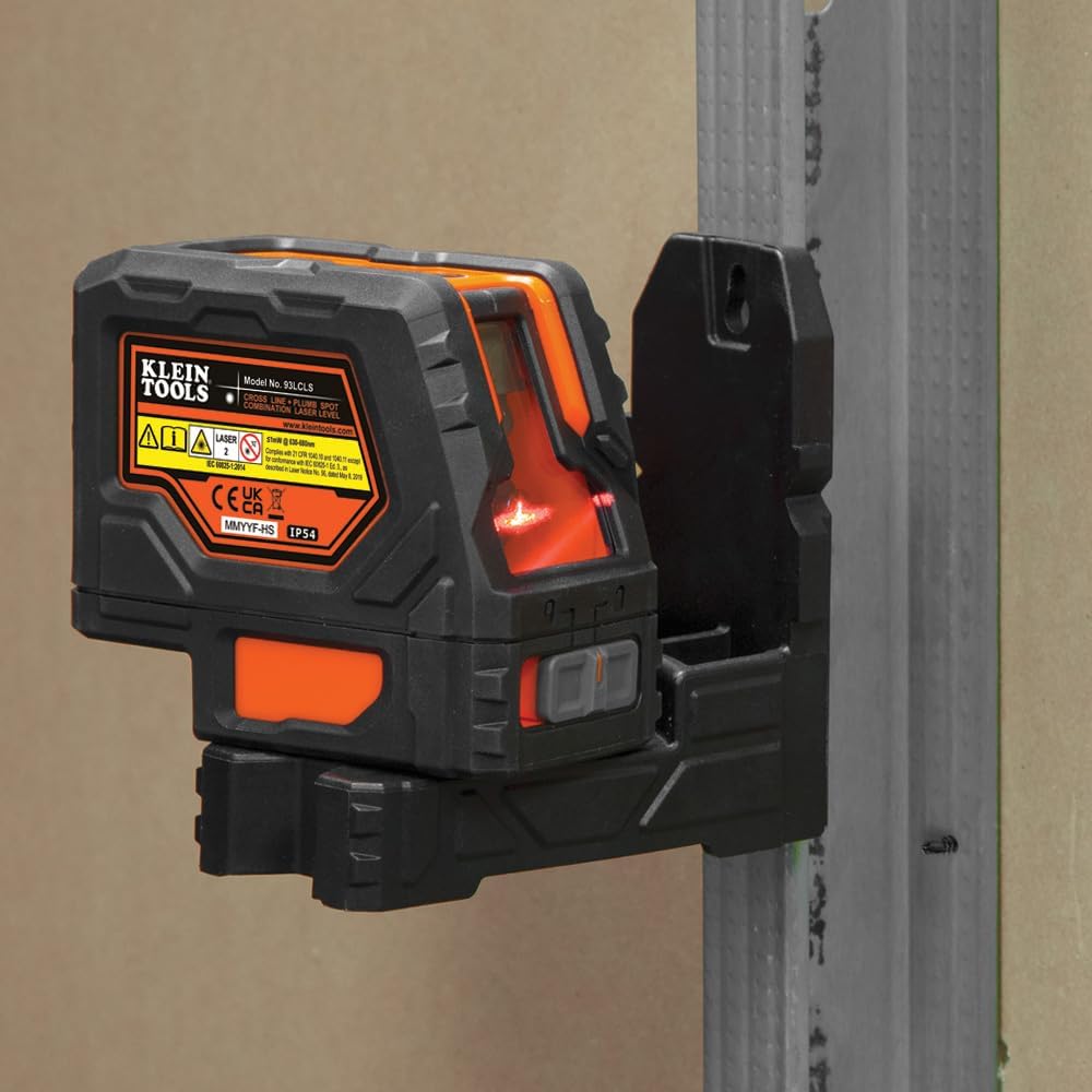 Klein Tools 93LCLS Laser Level, Self Leveling, Cross Line Level with Plumb Spot and Magnetic Mounting Clamp