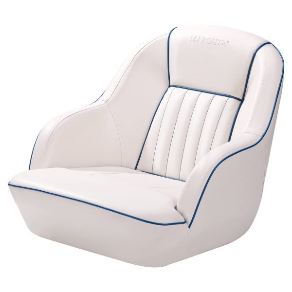 2026 Pontoon Boat Seat, Captains Bucket Boat Seat, Back Folding Boat, Boat Cabin Seating – White & Blue