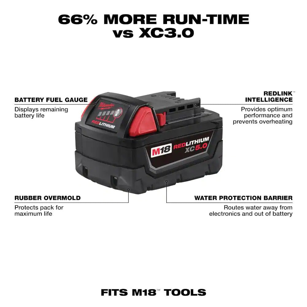 2026 M18 18-Volt 5.0 Ah Lithium-Ion XC Extended Capacity Battery Pack