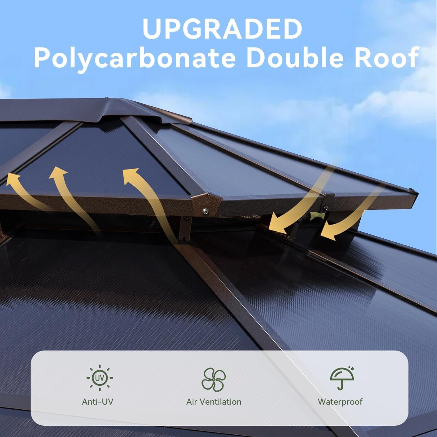 12’X10′ Hardtop Gazebo with Curtains and Netting