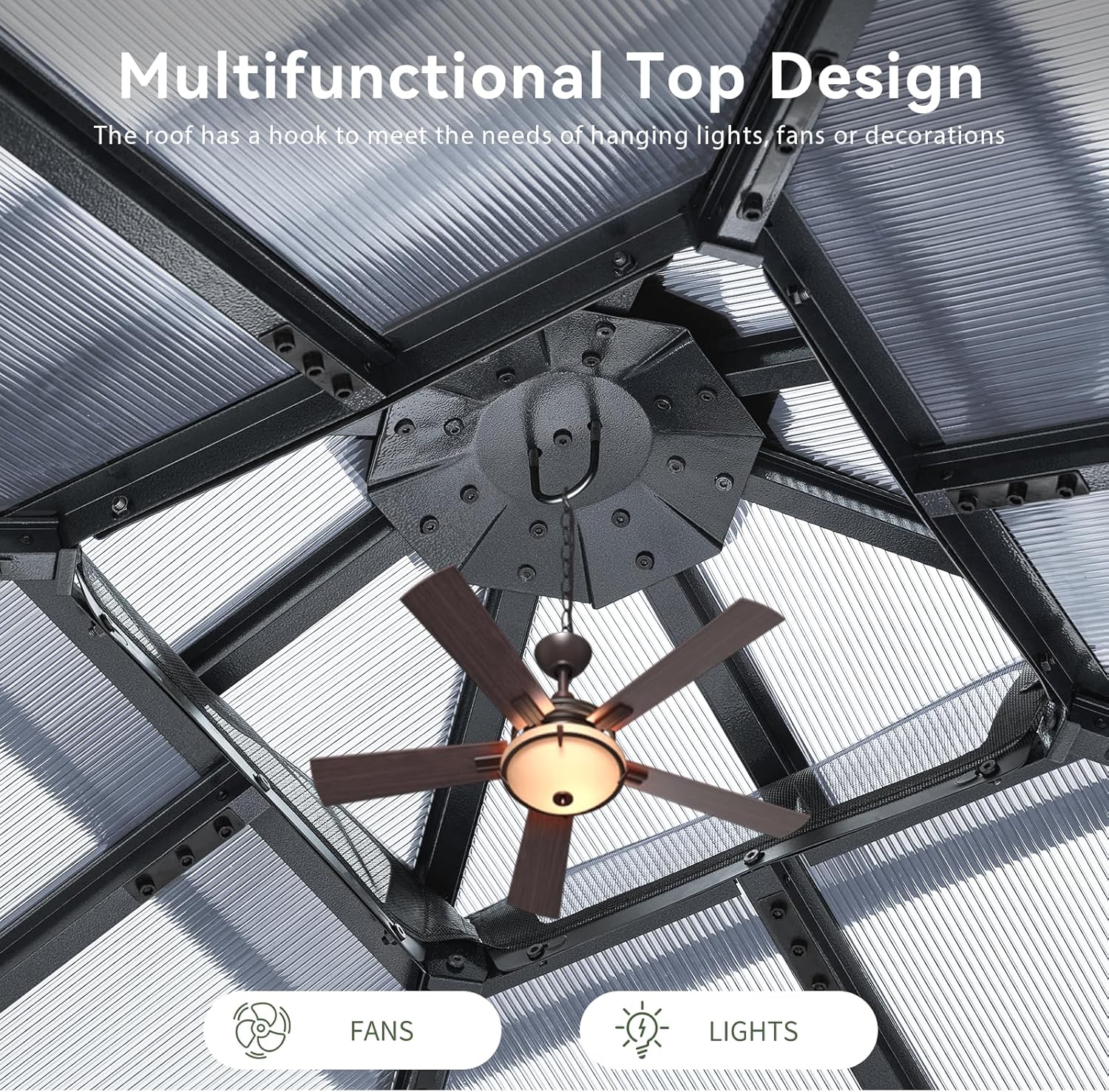 12’X10′ Hardtop Gazebo with Curtains and Netting