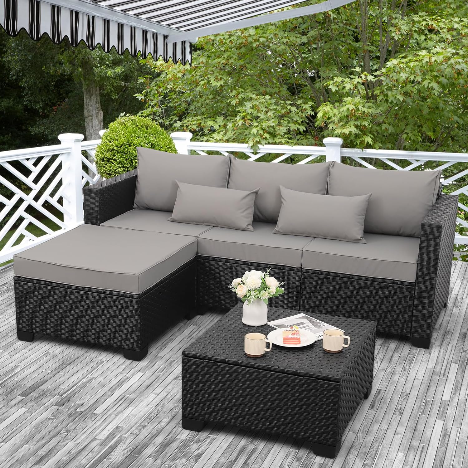 3-Piece Outdoor Sectional Wicker Patio Furniture Set
