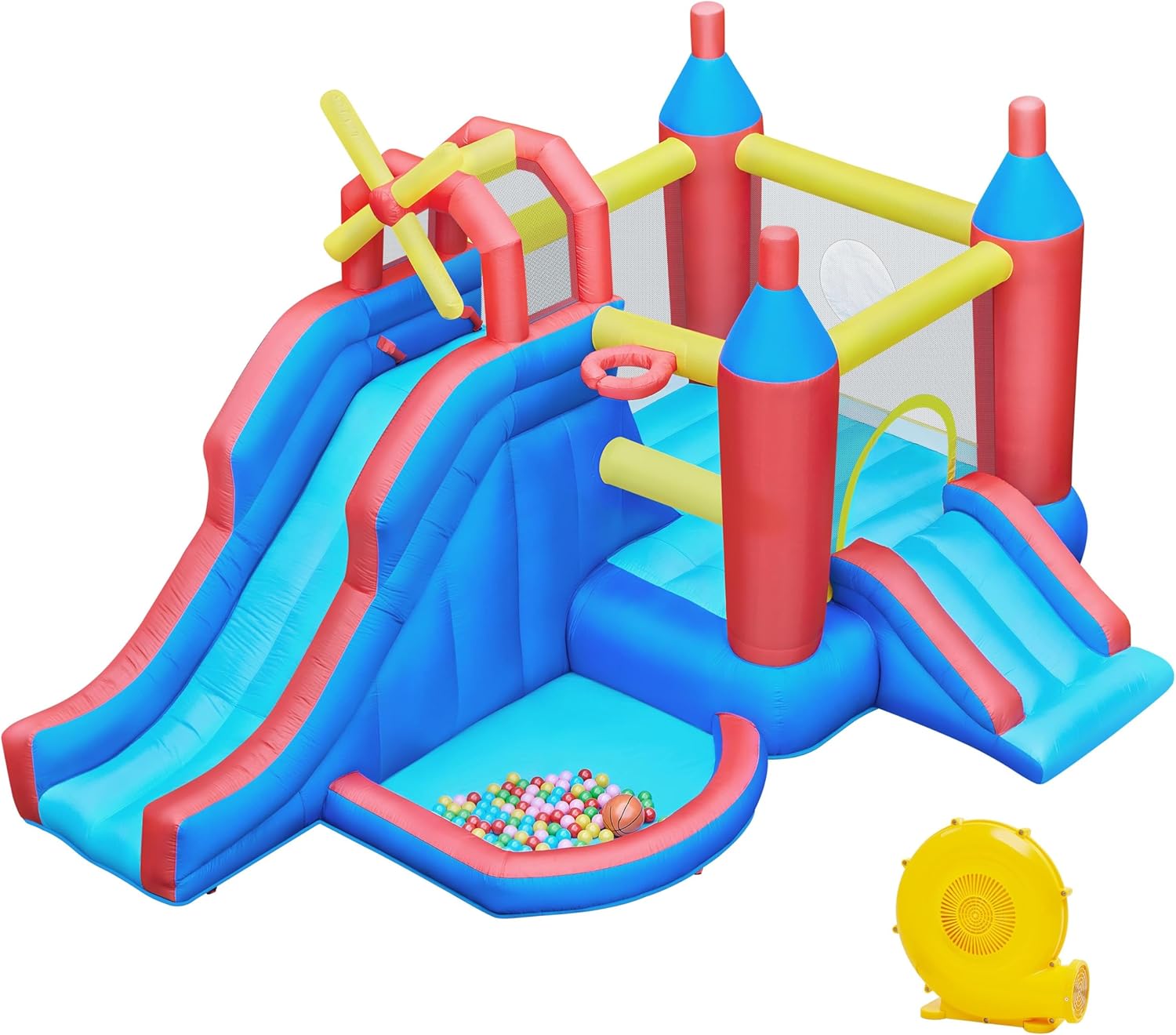 Inflatable Bounce House 7-in-1 with Slide & Ball Pit