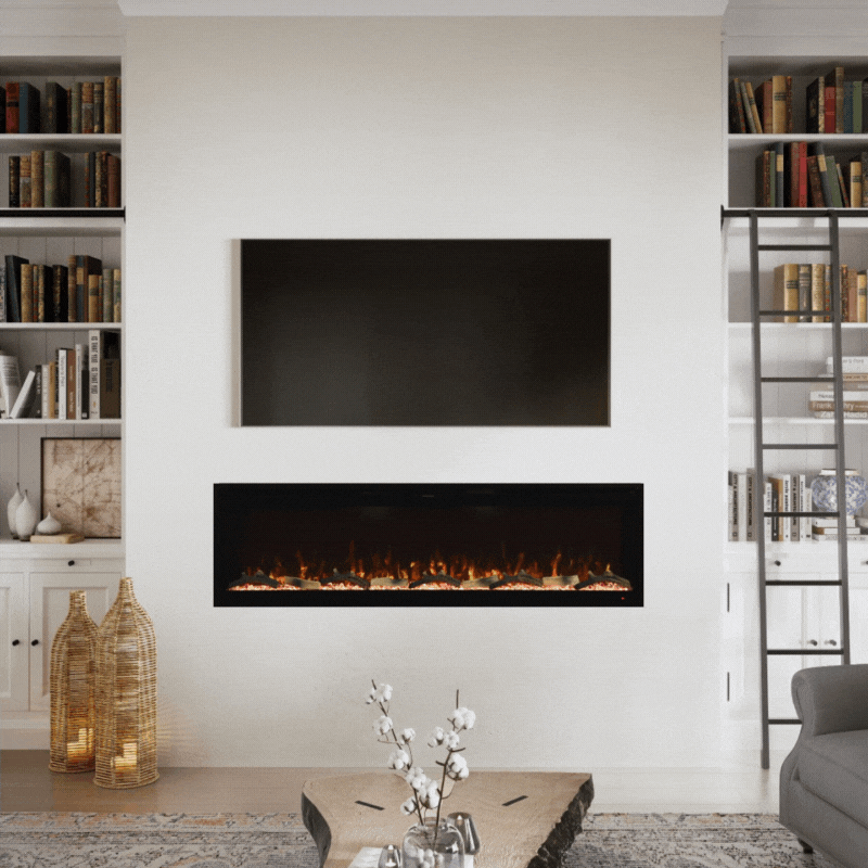 2026 Modern Ember 60 in. Aerus LED Smart Electric Fireplace in Black with App Remote Control, Timer, and Multi-Color Flames
