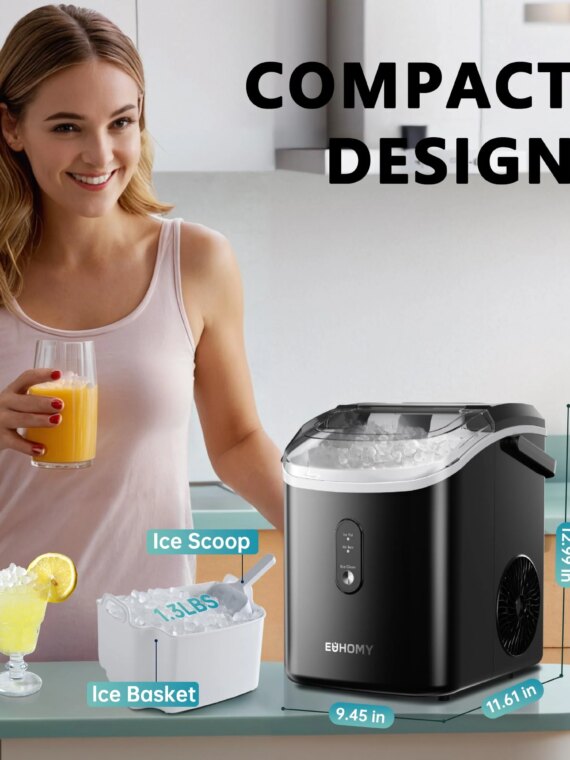 EUHOMY Nugget Ice Maker Countertop with Handle