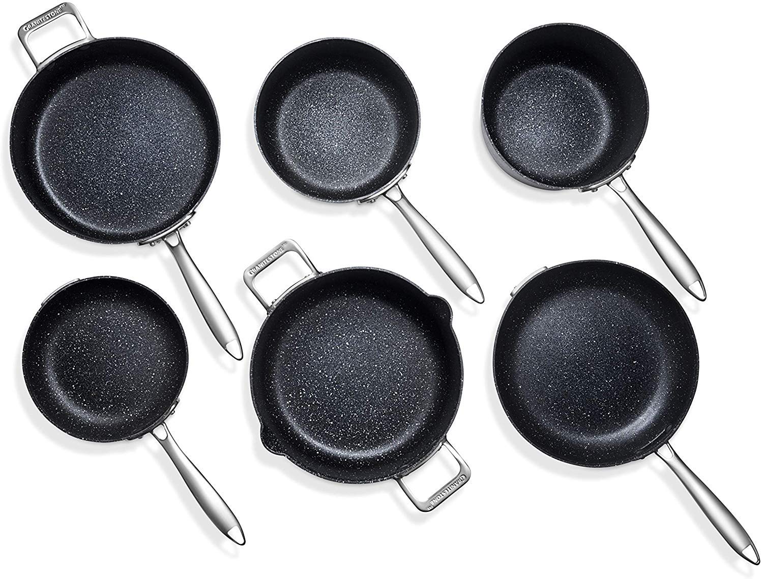 Granitestone Stackmaster Nonstick Pots and Pans Set, 10 Piece Complete Cookware Set, Stackable Design with Ultra Nonstick Mineral and Diamond Coating, Dishwasher and Oven Safe