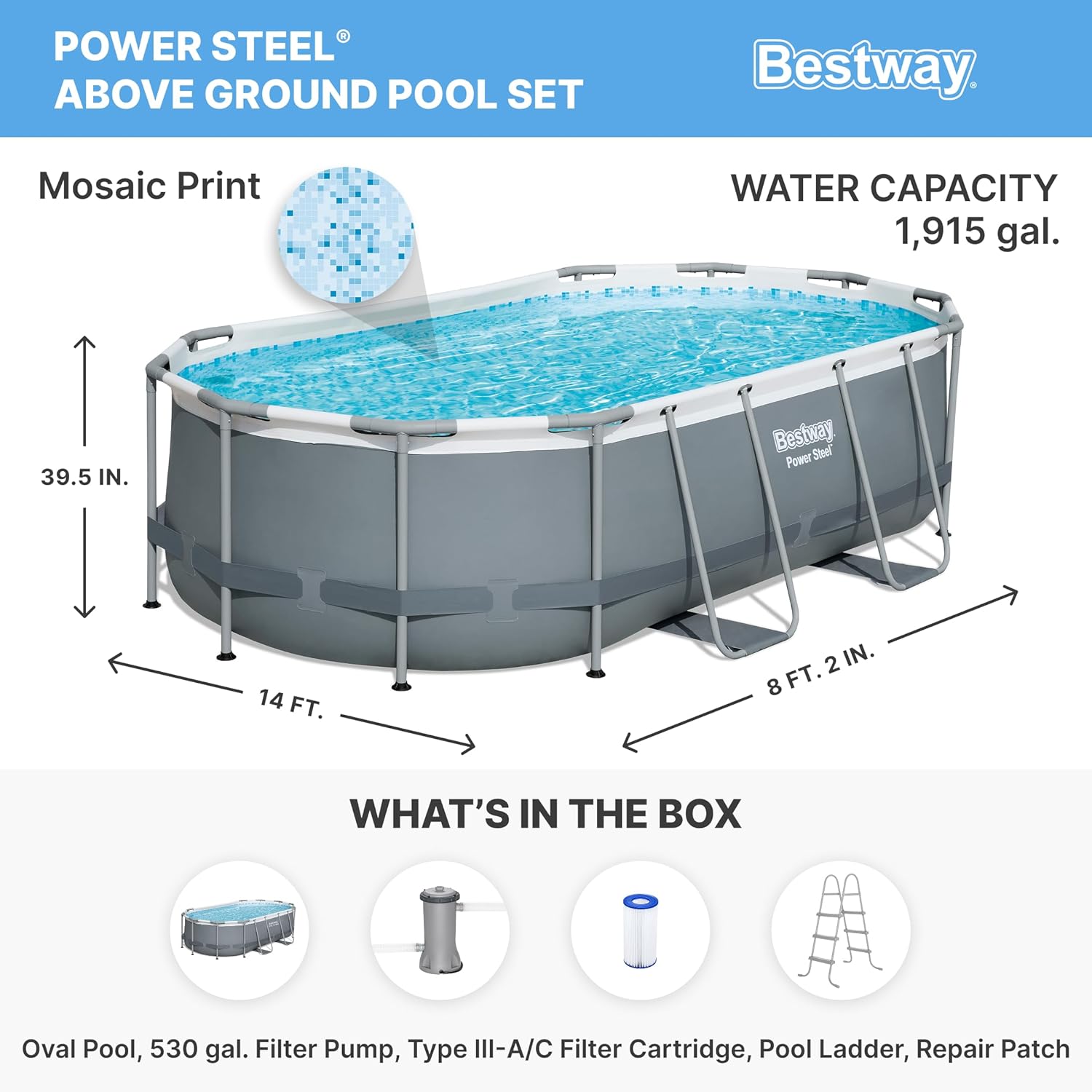 Bestway Oval Above Ground Pool Set (10' x 6'7