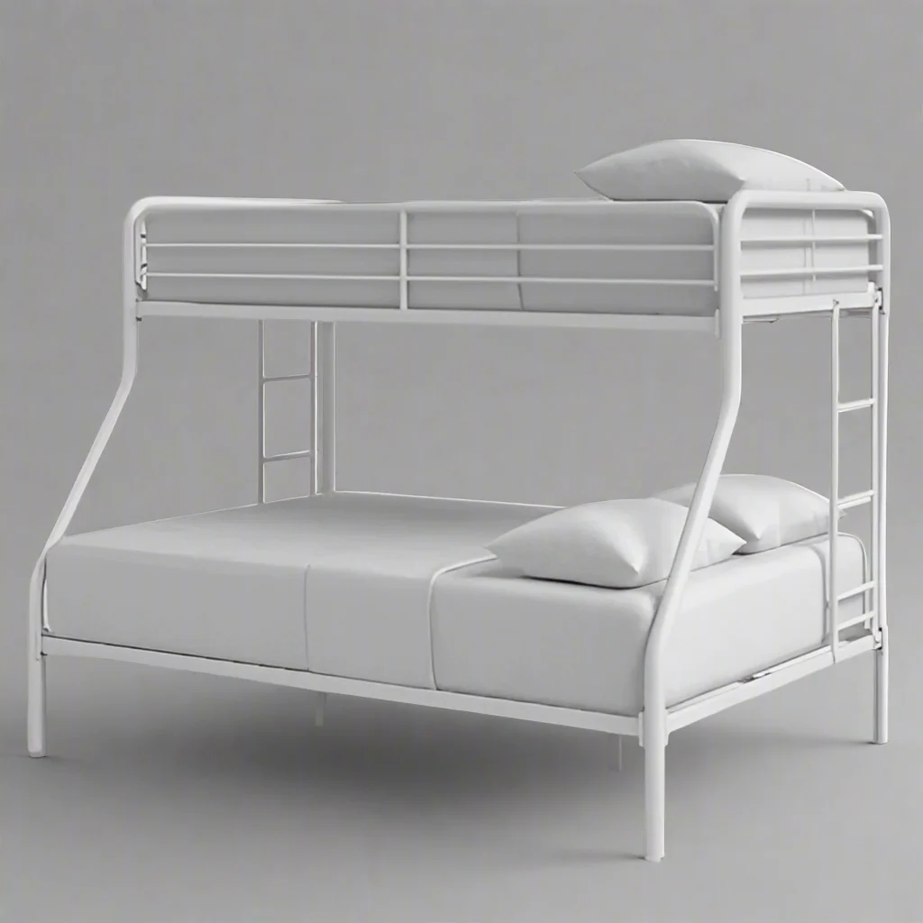 Twin Over Full Metal Bunk Bed Frame – Space-Saving Kids Bedroom Furniture (Black or White)