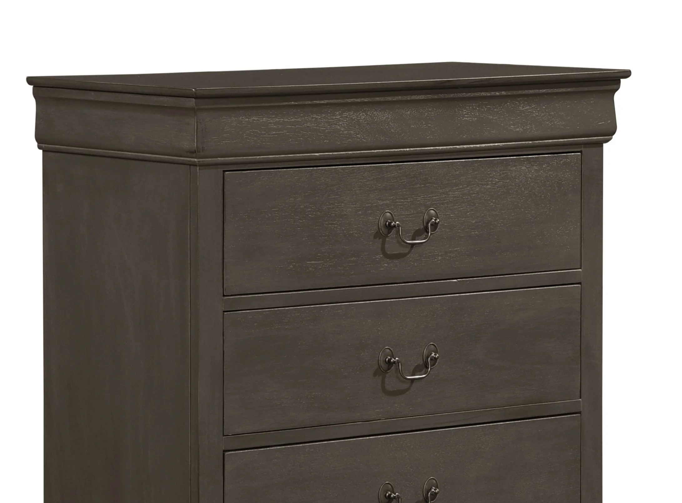 DeeHome Classic Louis Philippe Style Stained Gray Finish 1pc Chest of 5x Drawers Traditional Design Bedroom Furniture