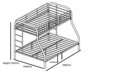 Twin Over Full Metal Bunk Bed Frame – Space-Saving Kids Bedroom Furniture (Black or White)