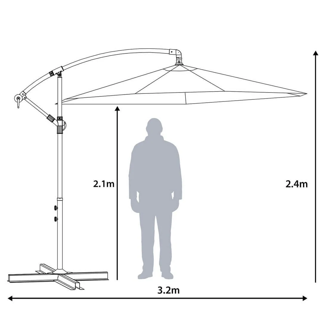 3m Round Banana Parasol Large Cantilever Garden Shade