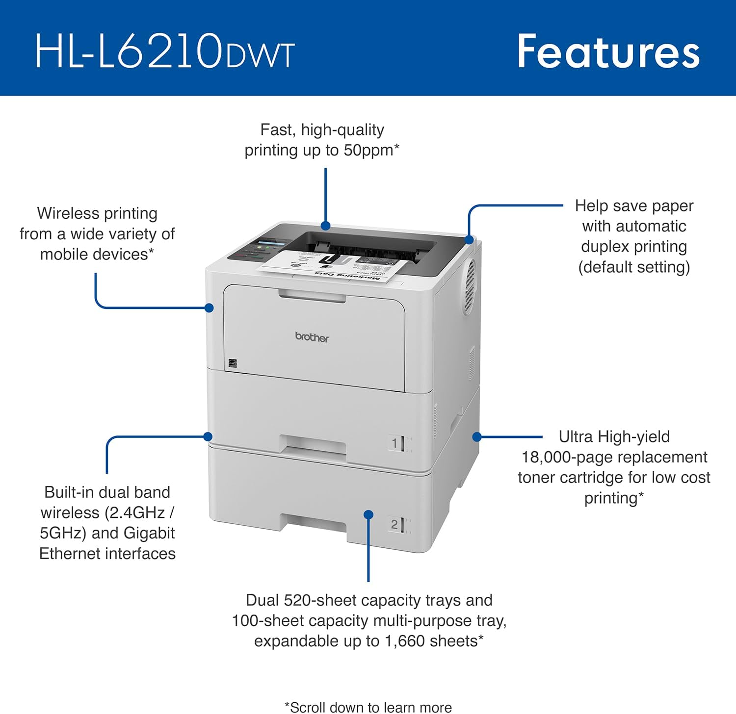 HL-6210DW Professional High-Speed Laser Printer