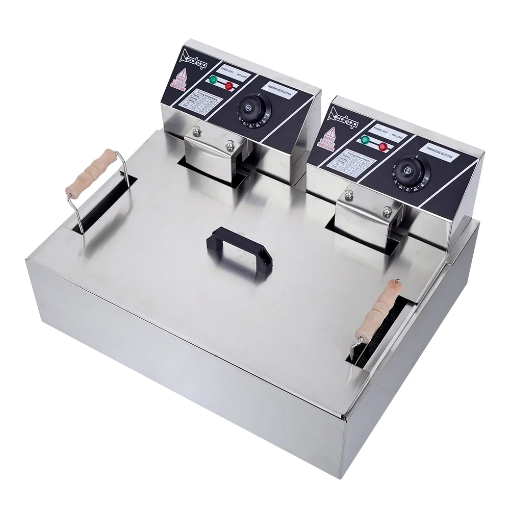 2026 Large Electric Fryer, ZOKOP 12.7Qt Stainless Steel Single-Cylinder Deep Fryer with Basket Silver