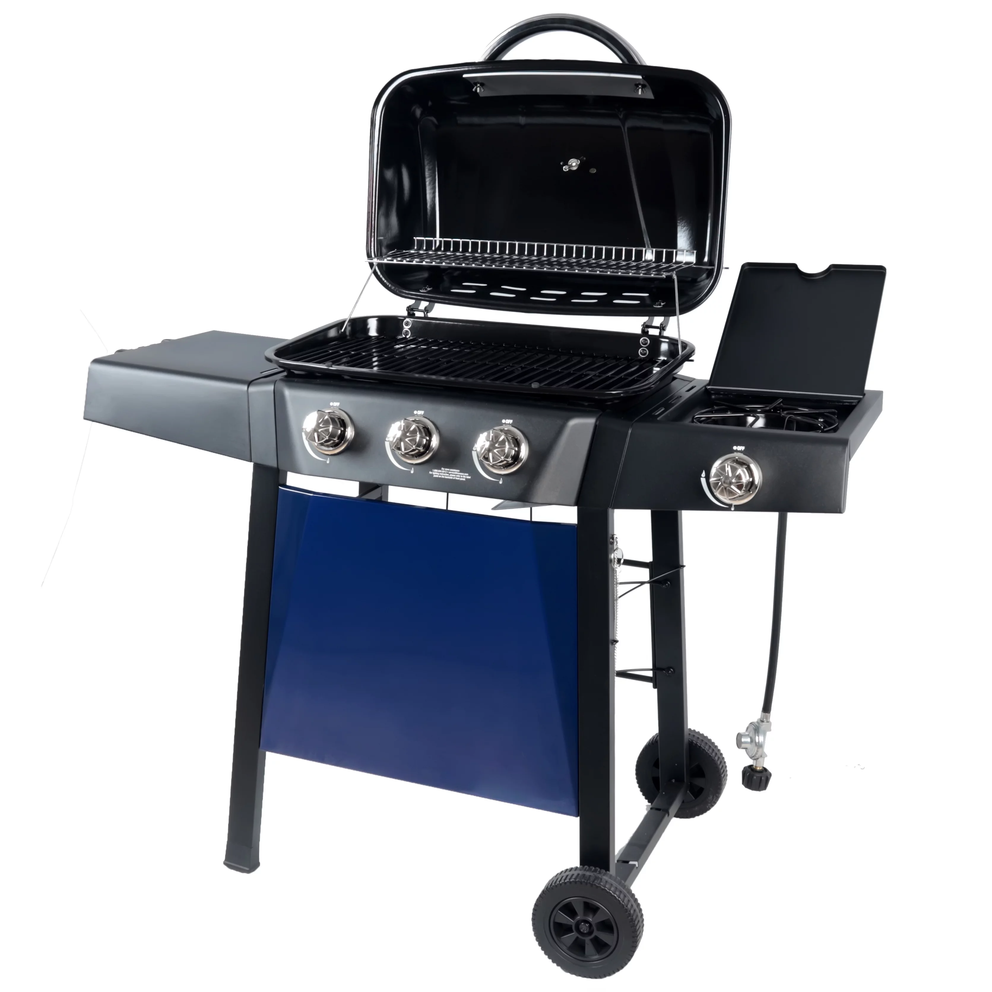 2026 RevoAce 3 Burner Propane Gas Grill Including a Side Burner, Blue Sapphire, GBC1729WBS, New