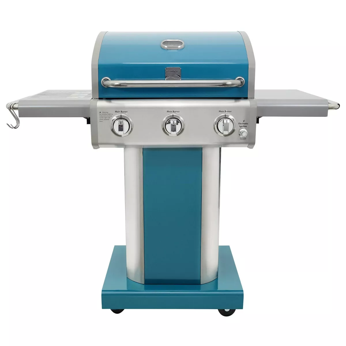 Kenmore 3-Burner Outdoor Gas BBQ Propane Grill – Teal