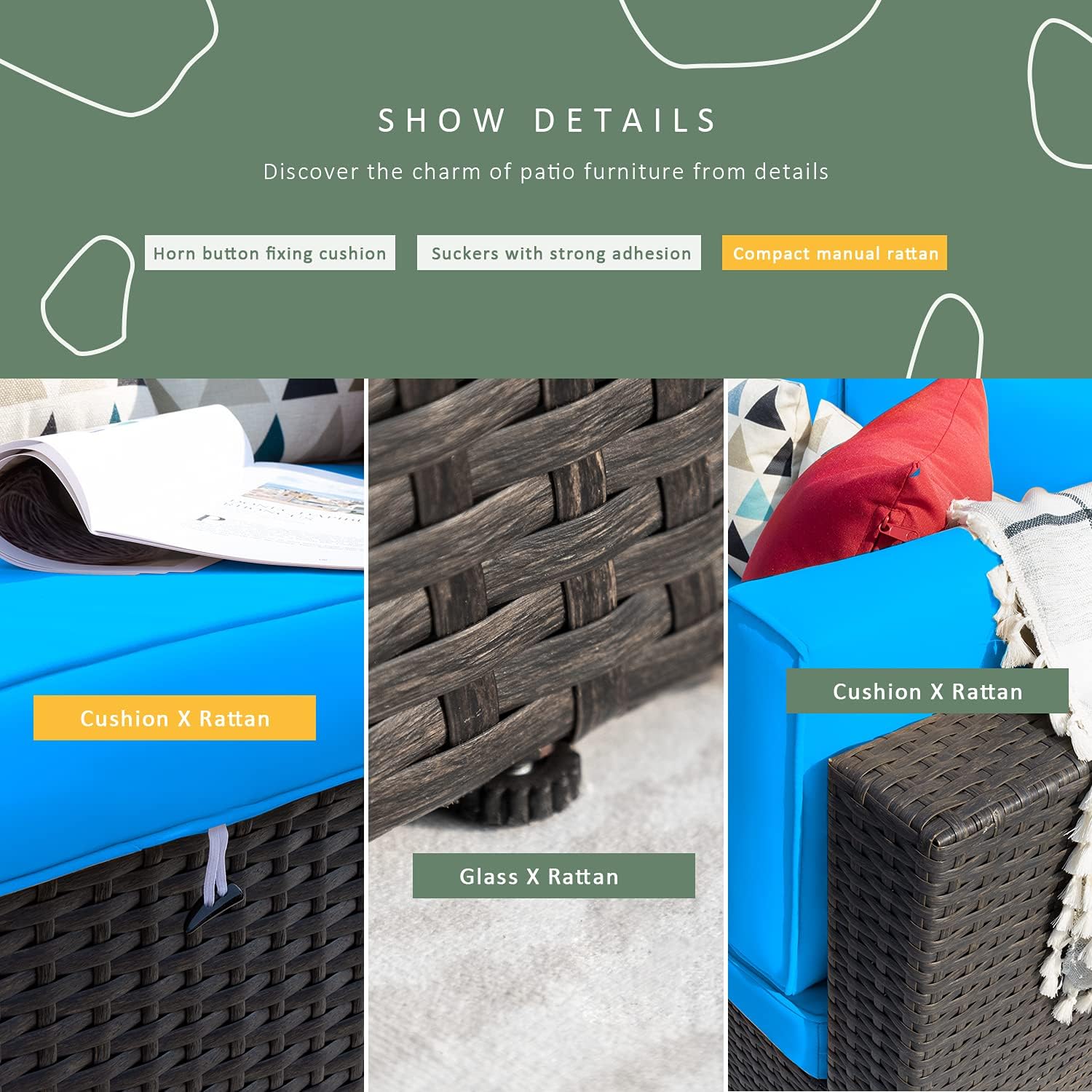 5 Pieces All-Weather Patio Furniture Set with Cushions