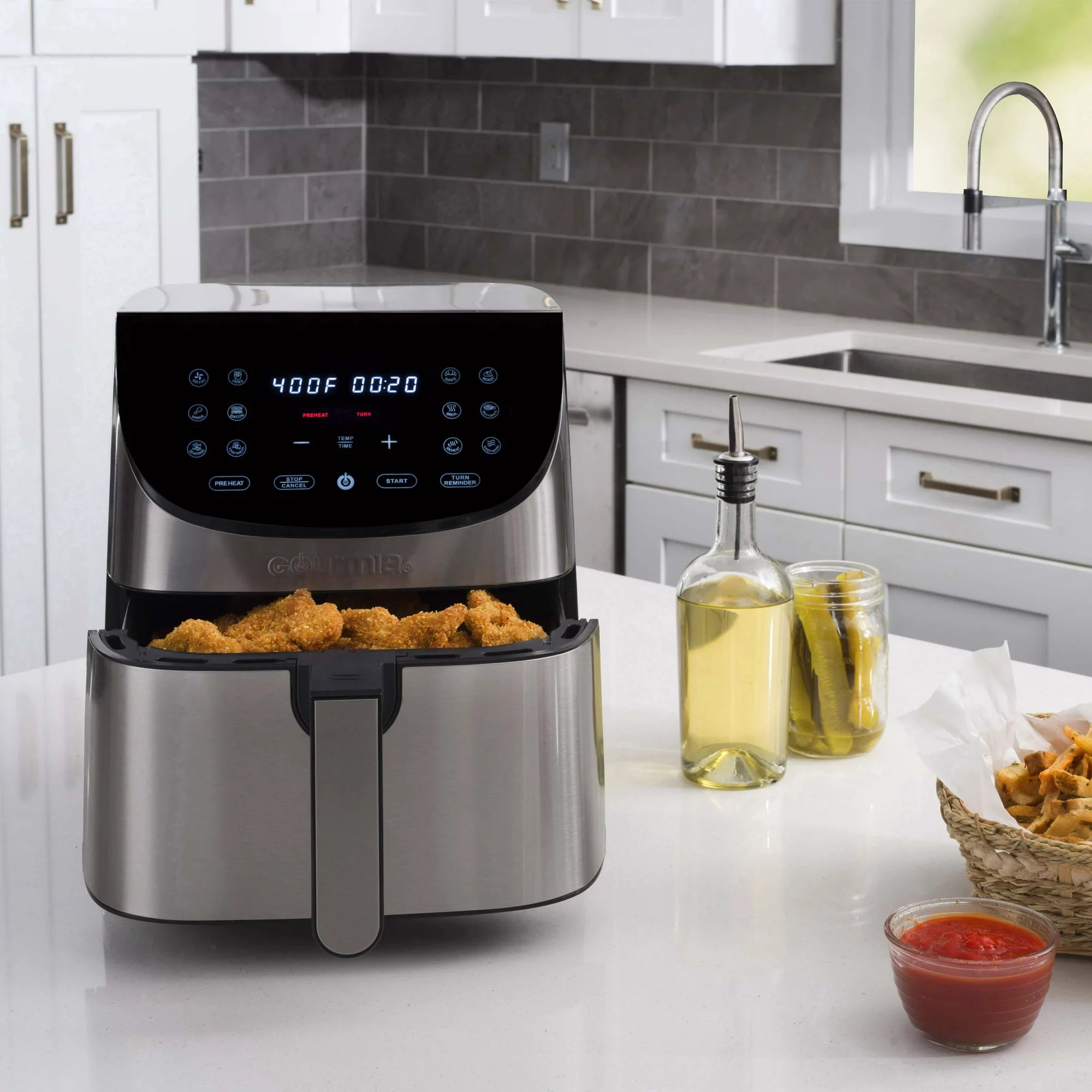 Gourmia 7-Qt Digital Air Fryer with Guided Cooking, Easy Clean, Stainless Steel