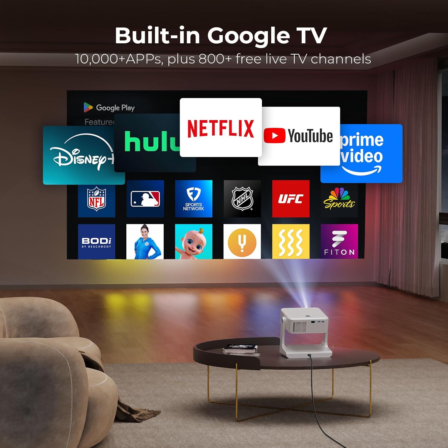 Outdoor Projector 4K – Smart WiFi6 Bluetooth, Netflix