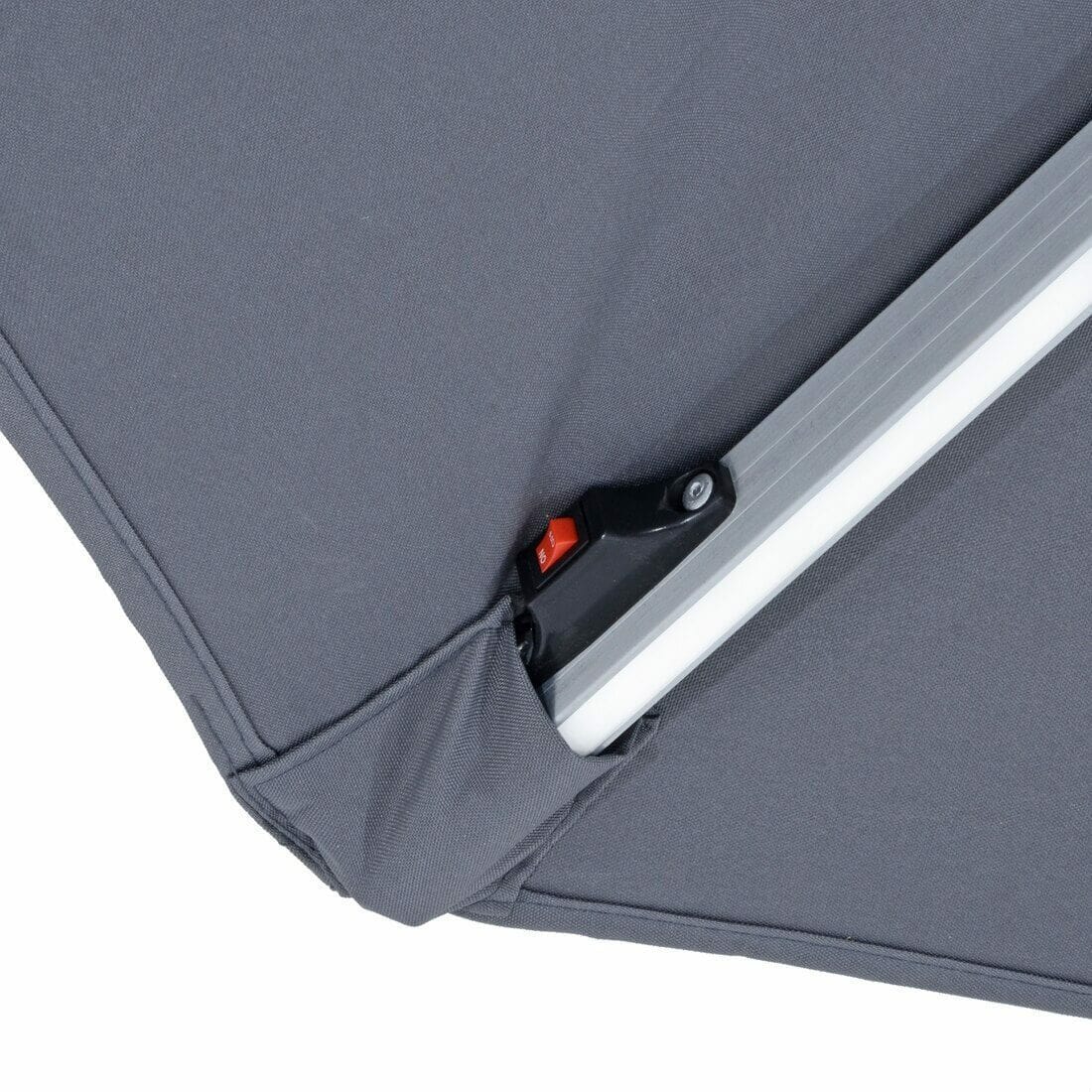 2026 Garden Parasol LED Lights Grey Canopy Patio Umbrella 3m